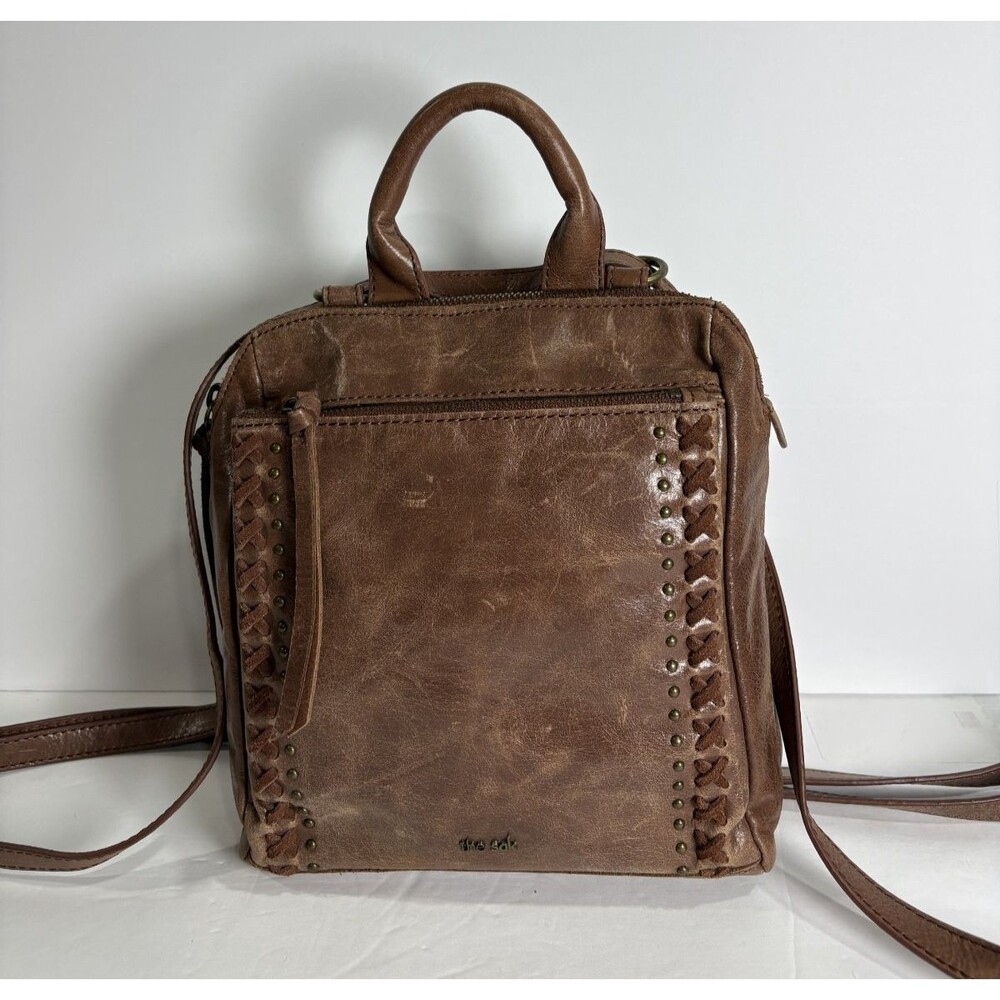 The Sak Loyola Brown Leather Convertible Backpack Crossbody Boho Distressed Bag